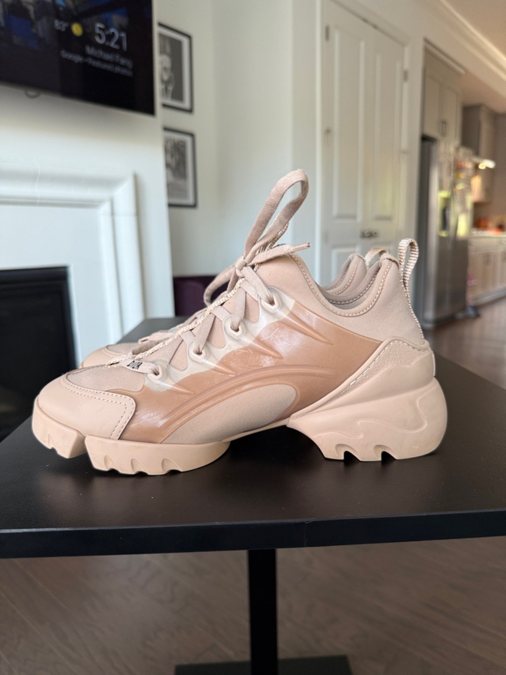 Dior Women's Blush Leather and Textile Lace-Up Sneakers